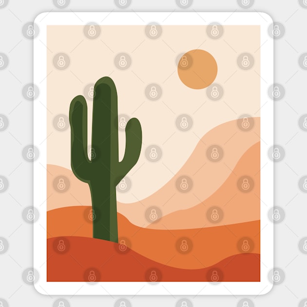 Desert climate, cactus , sun and sand, abstract cactus desert beauty, Sticker by WorldOfMine